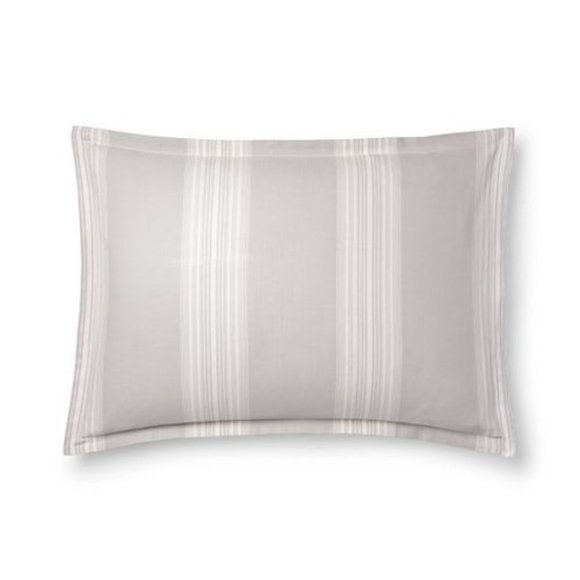 $115 Ralph Lauren Home Dune Lane Jamesport Standard Sham Grey/White Stripe 20x28 - Picture 1 of 1
